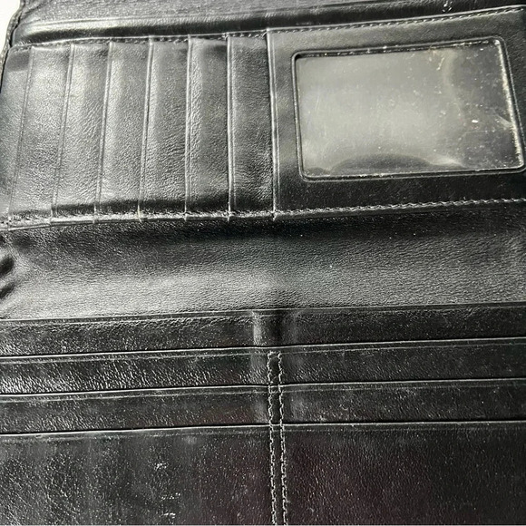 Coach Kristen Op Art Signature Black Silver Envelope Wallet - Picture 10 of 11